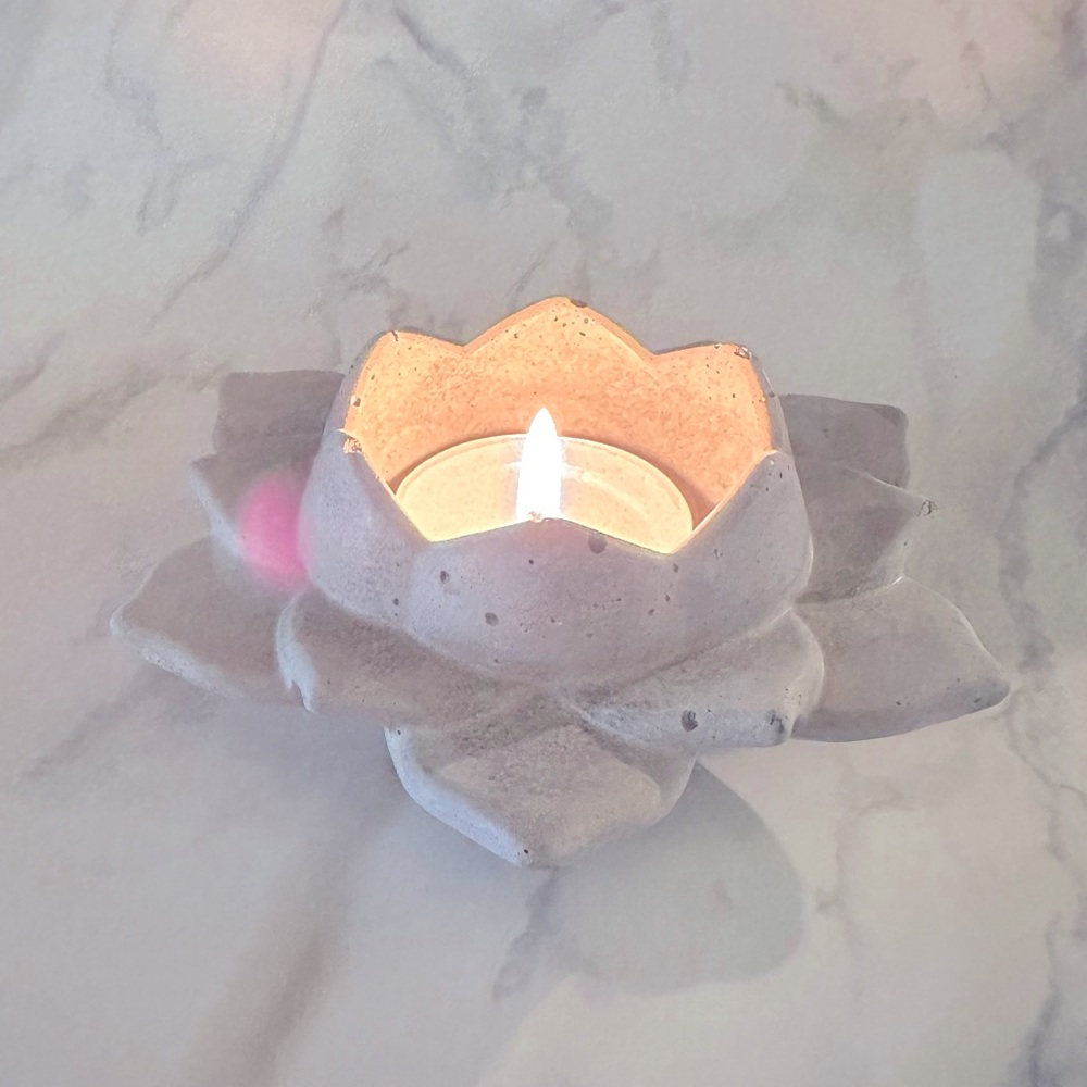 LOTUS Flower Concrete Tea Light Candle Holder